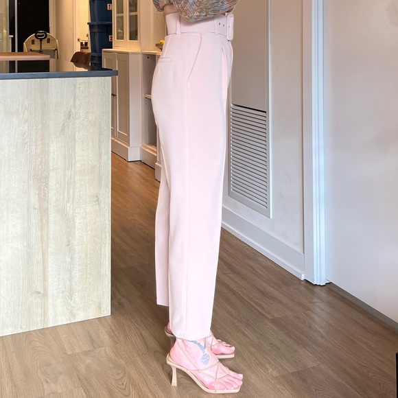 Zara High Waisted Trousers w/ Belt Lt. Pink Sz: XS - Picture 4 of 10